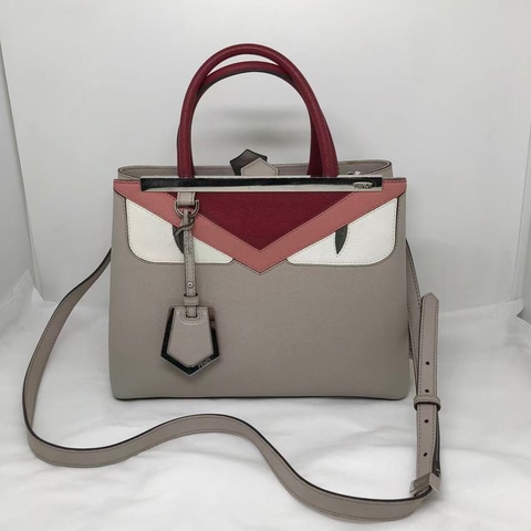 二手Fendi 2Jours灰色拼紫色怪獸印，配件肩帶