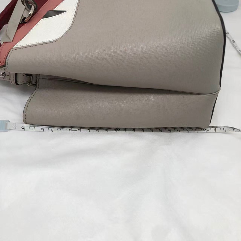 二手Fendi 2Jours灰色拼紫色怪獸印，配件肩帶-10