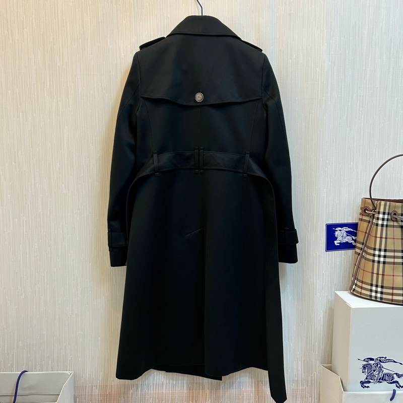 BURBERRY日系倫敦黑色羔羊毛領風衣38-2
