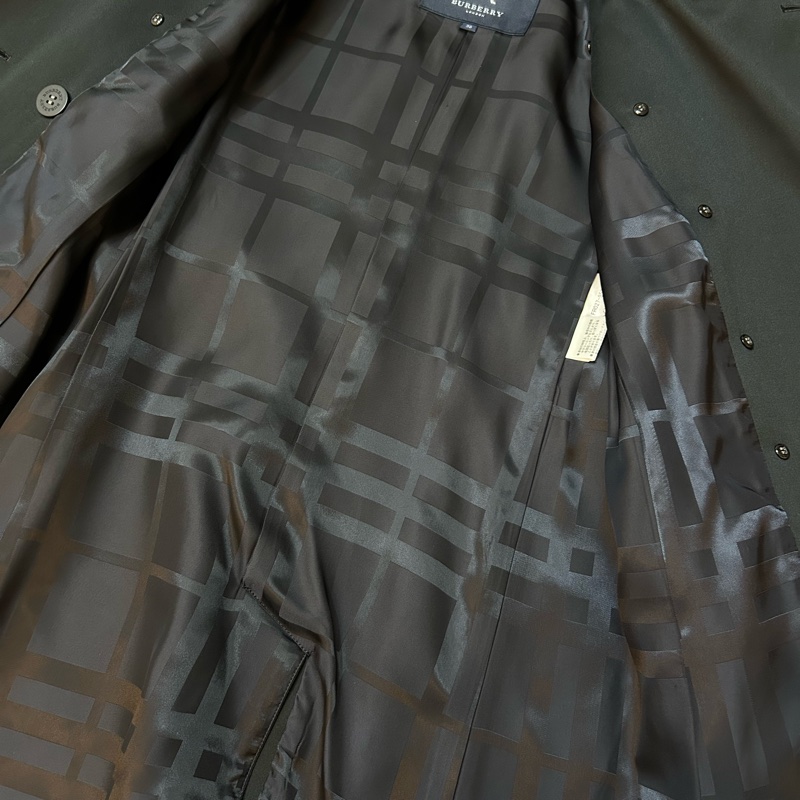 BURBERRY日系倫敦黑色羔羊毛領風衣38-11