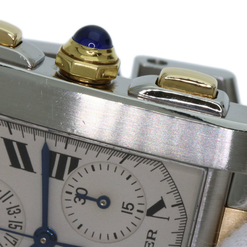 卡地亞 Tank Française Chrono Reflex W51004Q4 男士精鋼腕錶，18K 白金錶殼-14