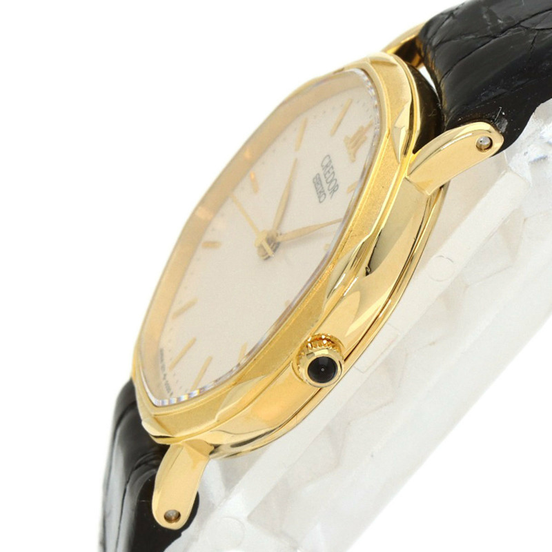 精工 1271-5000 Credor 女士腕錶，18K 黃金錶殼，皮革錶帶-4