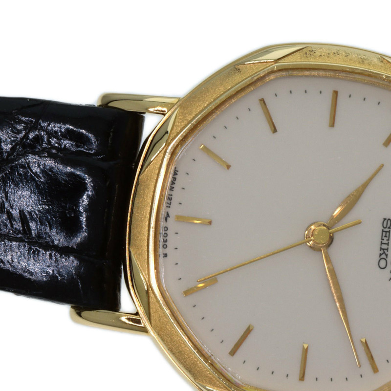 精工 1271-5000 Credor 女士腕錶，18K 黃金錶殼，皮革錶帶-19