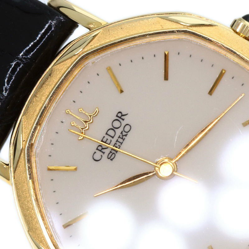 精工 1271-5000 Credor 女士腕錶，18K 黃金錶殼，皮革錶帶-24