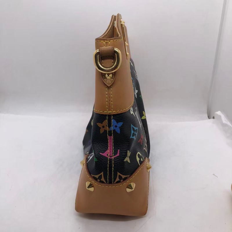 二手LV路易威登 黑三彩 LV黑三彩Judy中號 絕版手提腋下包 鏈條包 村上隆限定 輕微使用痕跡-4