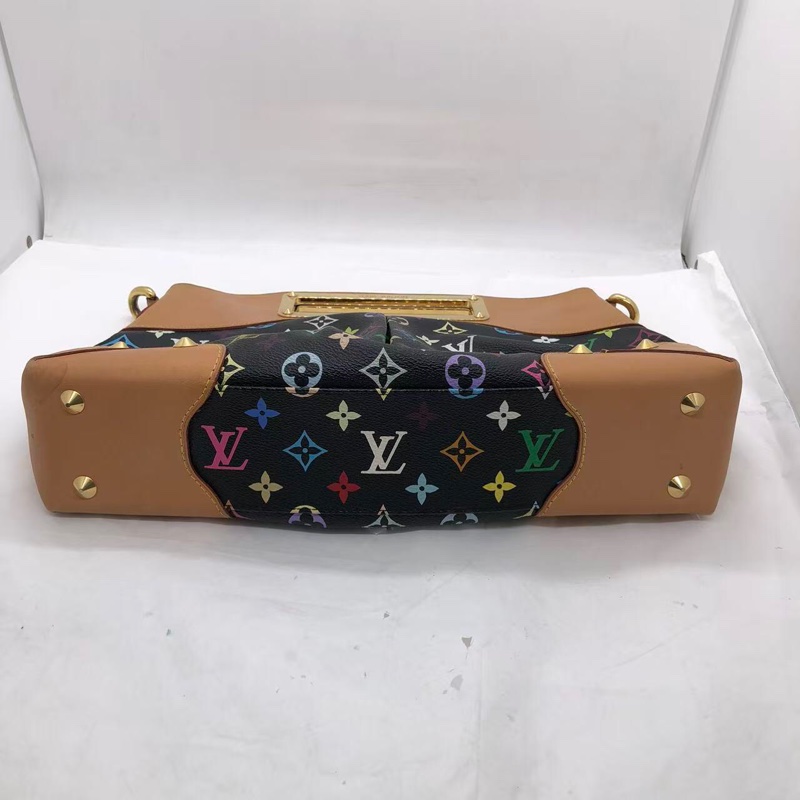 二手LV路易威登 黑三彩 LV黑三彩Judy中號 絕版手提腋下包 鏈條包 村上隆限定 輕微使用痕跡-5