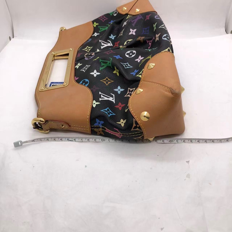 二手LV路易威登 黑三彩 LV黑三彩Judy中號 絕版手提腋下包 鏈條包 村上隆限定 輕微使用痕跡-24