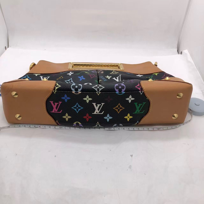 二手LV路易威登 黑三彩 LV黑三彩Judy中號 絕版手提腋下包 鏈條包 村上隆限定 輕微使用痕跡-25