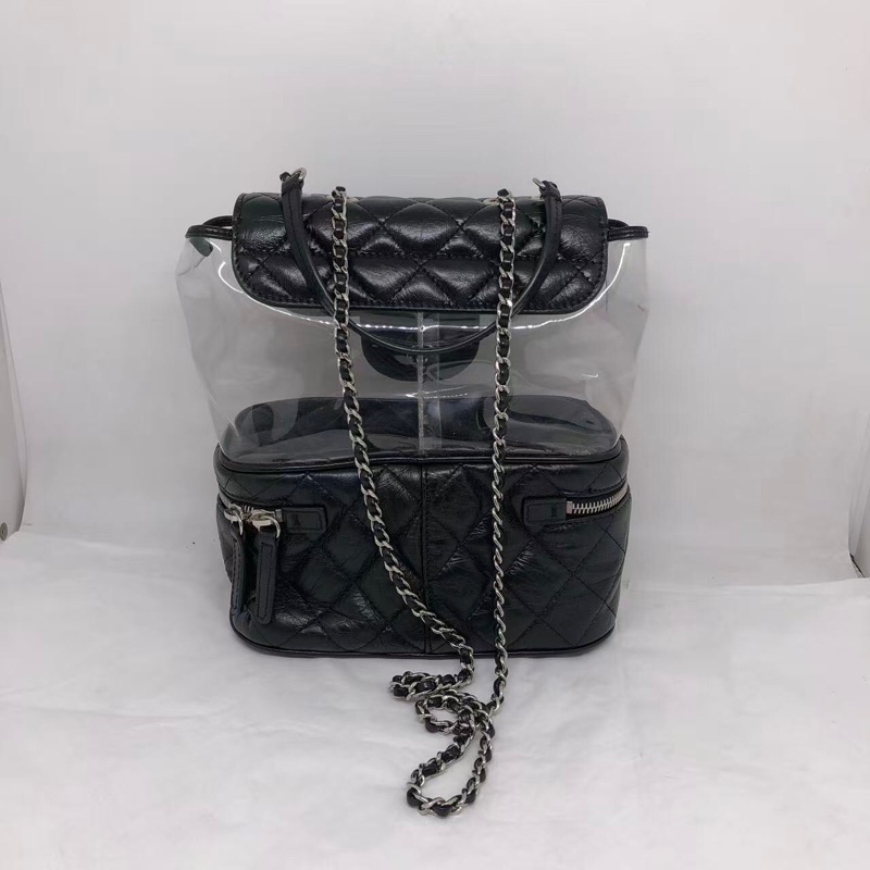 二手Chanel香奈兒牛皮拼pvc果凍鏈條單肩包，配件身份卡-1