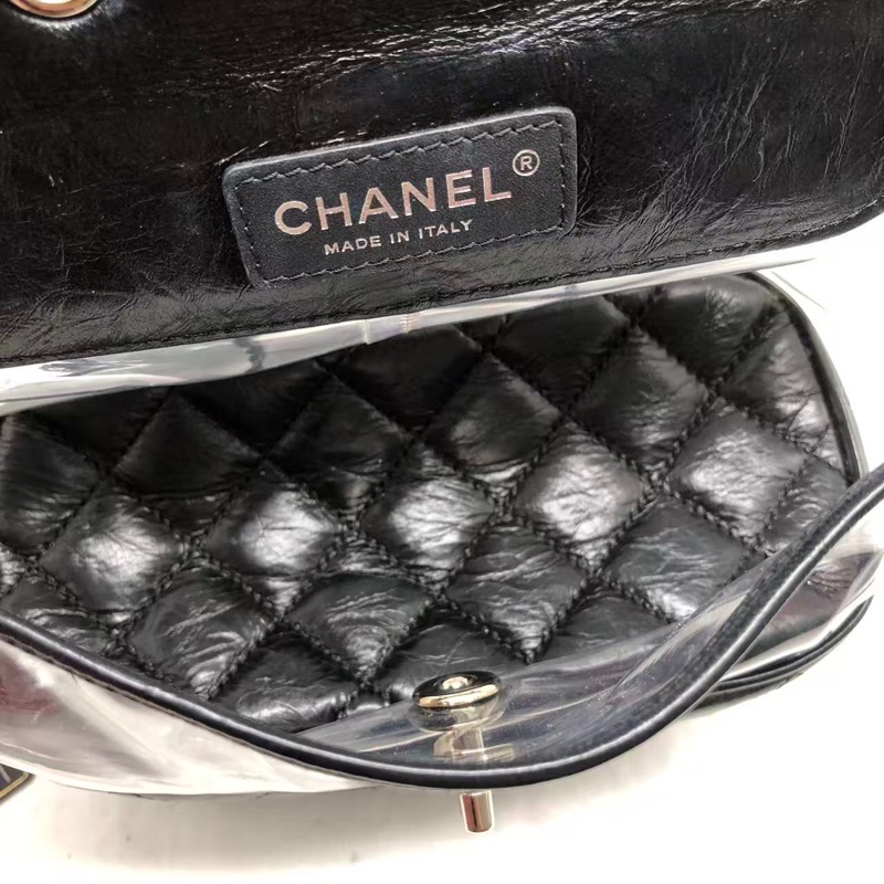 二手Chanel香奈兒牛皮拼pvc果凍鏈條單肩包，配件身份卡-9