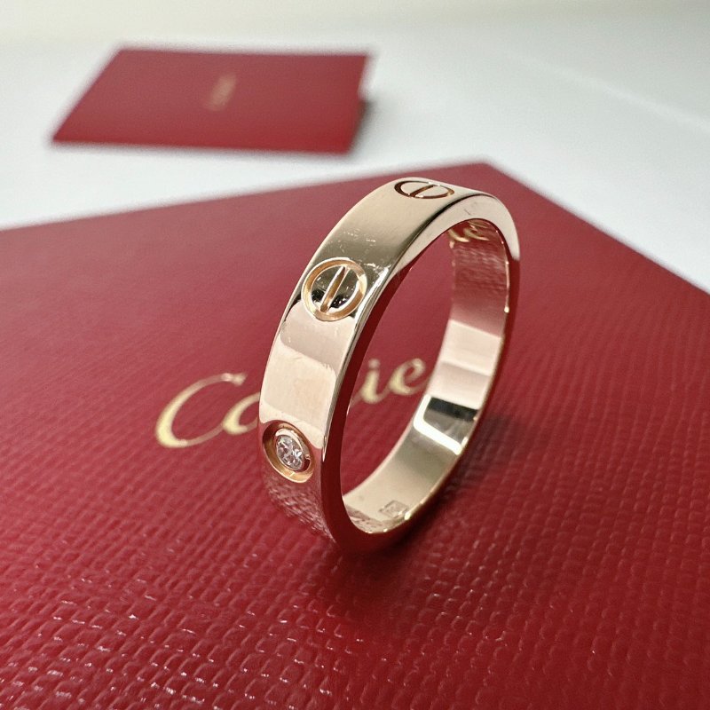Cartier LOVE 18K玫瑰金單鑽戒指-4