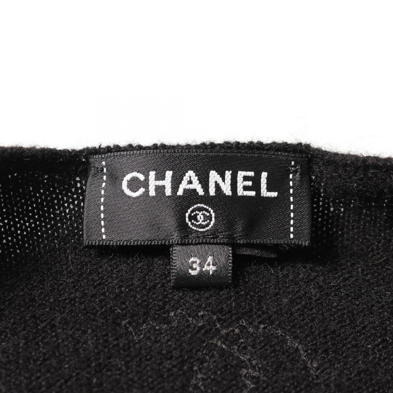 香奈兒 COCO 標誌針織上衣 P77175 羊絨黑色粉紅色黃色 34 碼 二手女款-2