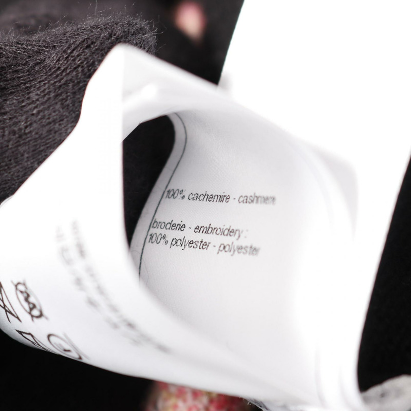 香奈兒 COCO 標誌針織上衣 P77175 羊絨黑色粉紅色黃色 34 碼 二手女款-3