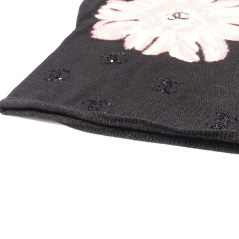 香奈兒 COCO 標誌針織上衣 P77175 羊絨黑色粉紅色黃色 34 碼 二手女款-5