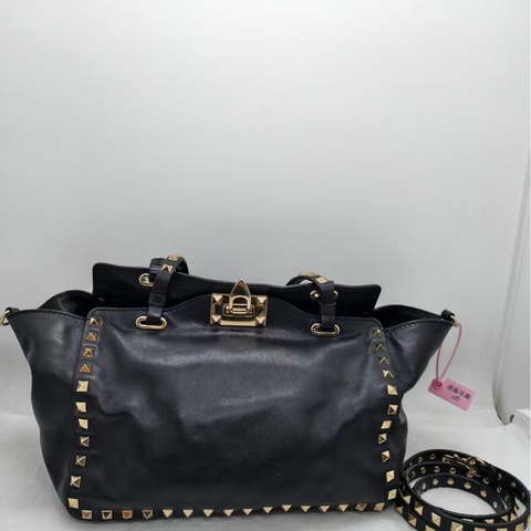二手Valentino 黑金鉚釘rockstud托特斜挎包，配件肩帶