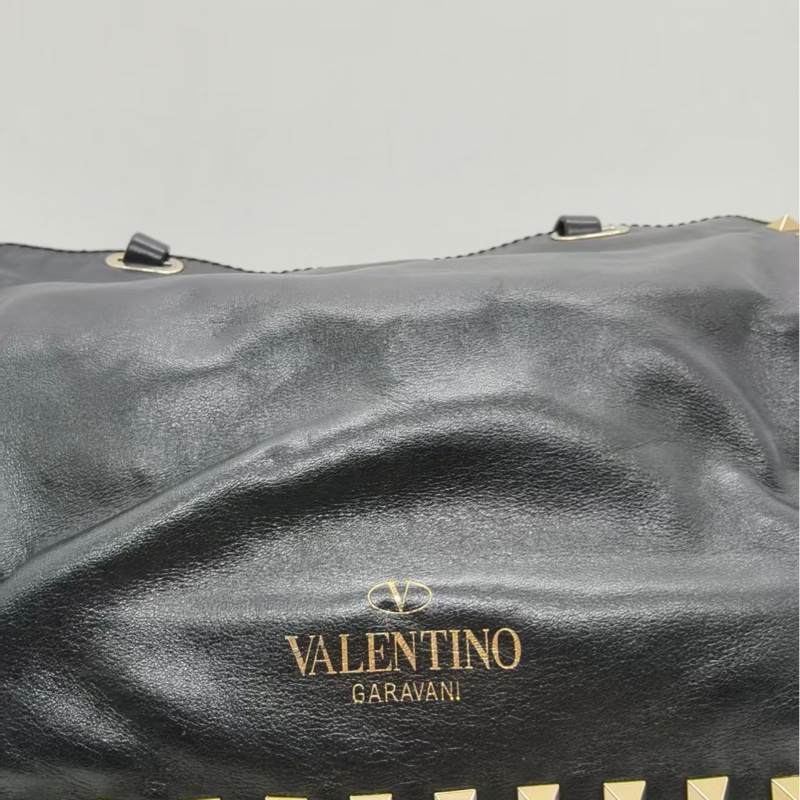 二手Valentino 黑金鉚釘rockstud托特斜挎包,配件肩帶-8