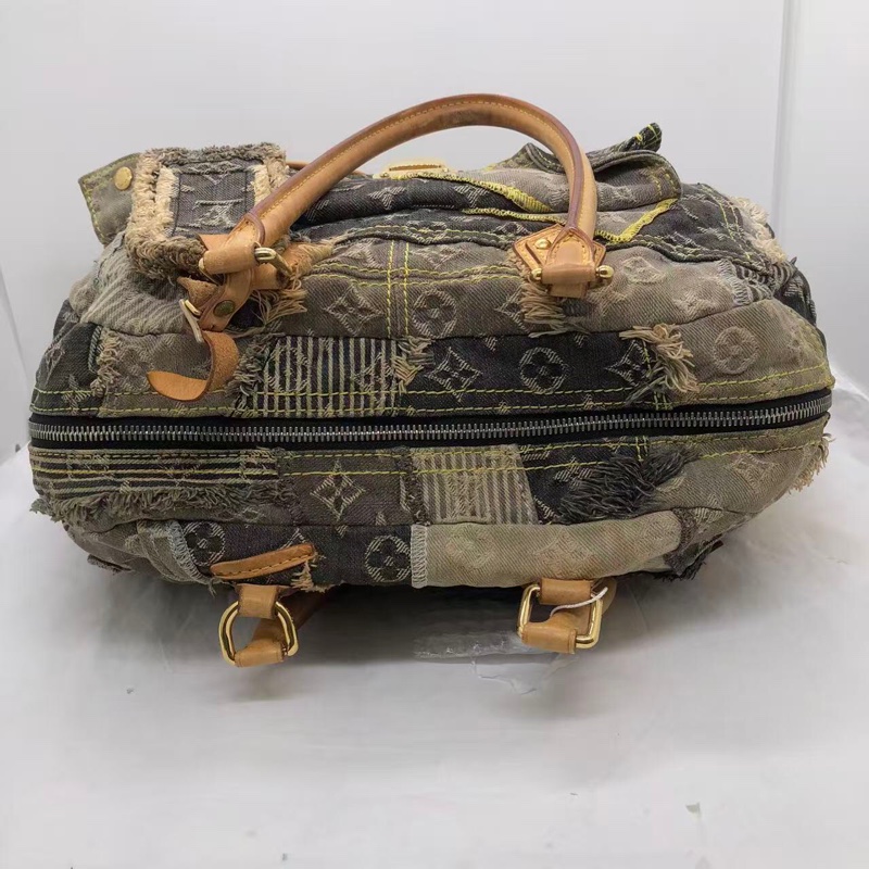 Vuitton/路易威登 中古牛仔拼接手提包  LV中古牛仔拼接手提包，經典老花，牛仔拼接設計，容量大，正常使用痕跡，牛仔包-6