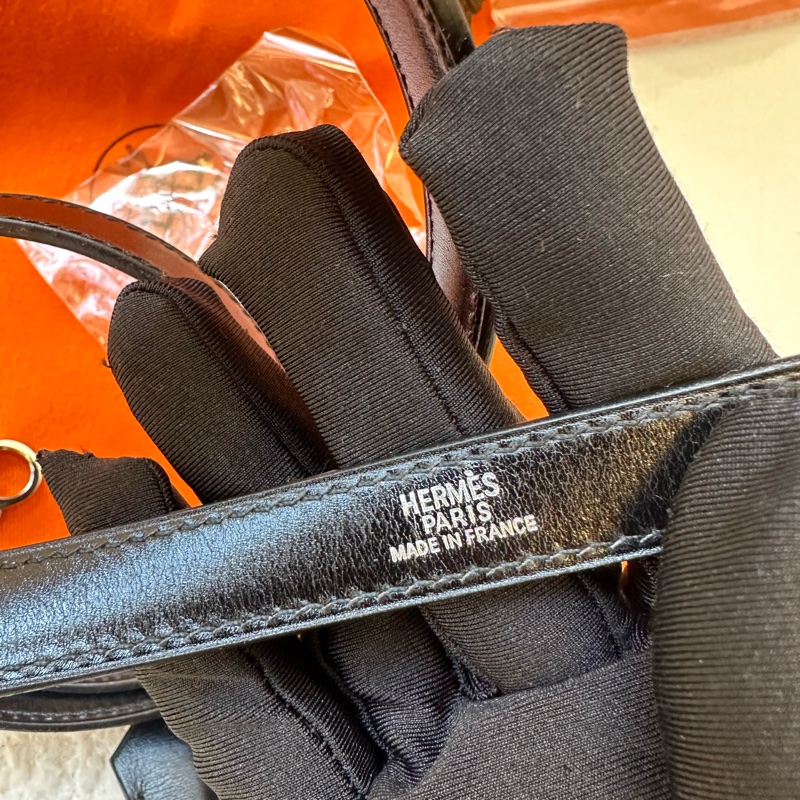 Hermès Kelly 28 黑銀 box 皮 菠蘿扣-5