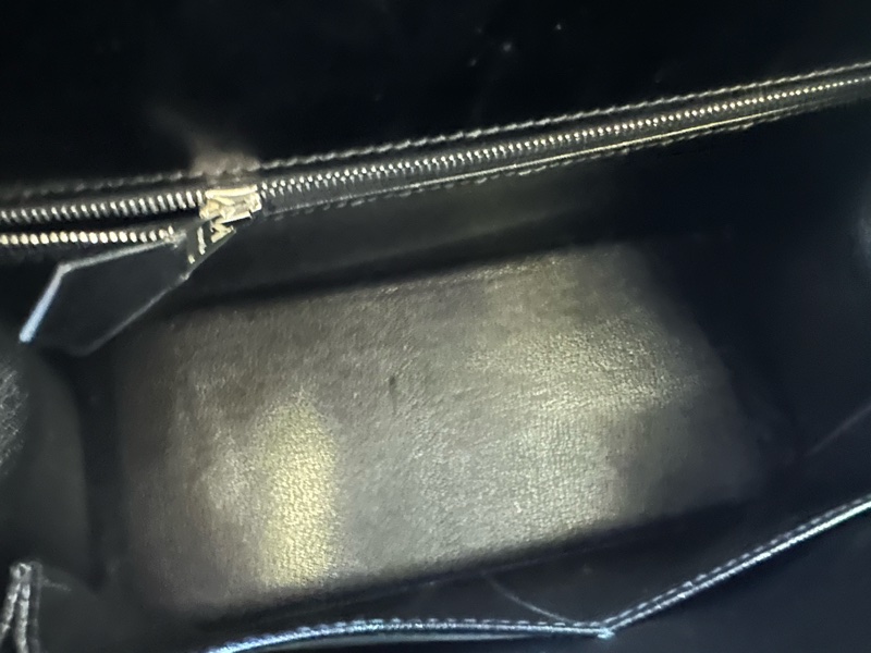 Hermès Kelly 28 黑銀 box 皮 菠蘿扣-8