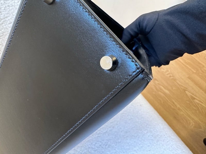 Hermès Kelly 28 黑銀 box 皮 菠蘿扣-9