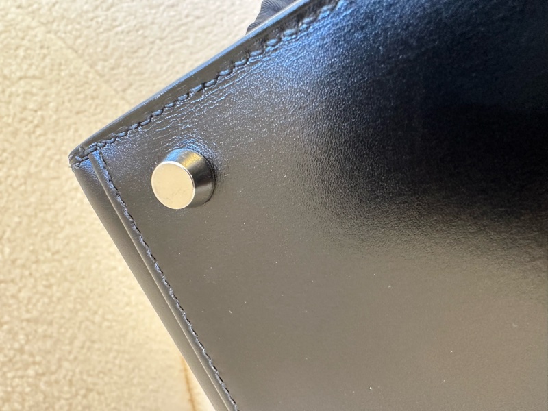 Hermès Kelly 28 黑銀 box 皮 菠蘿扣-10