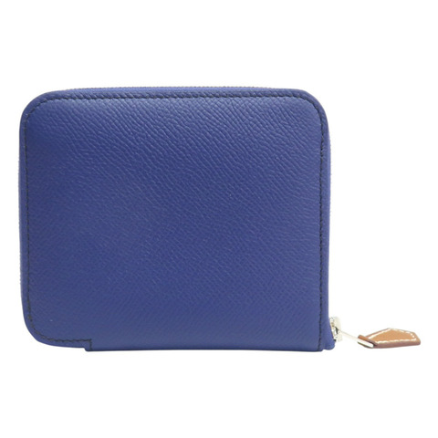 藍色 Epsom牛皮 Silk'in Compact 短夾 D刻【HERMES 愛馬仕】 D SI 003 DB