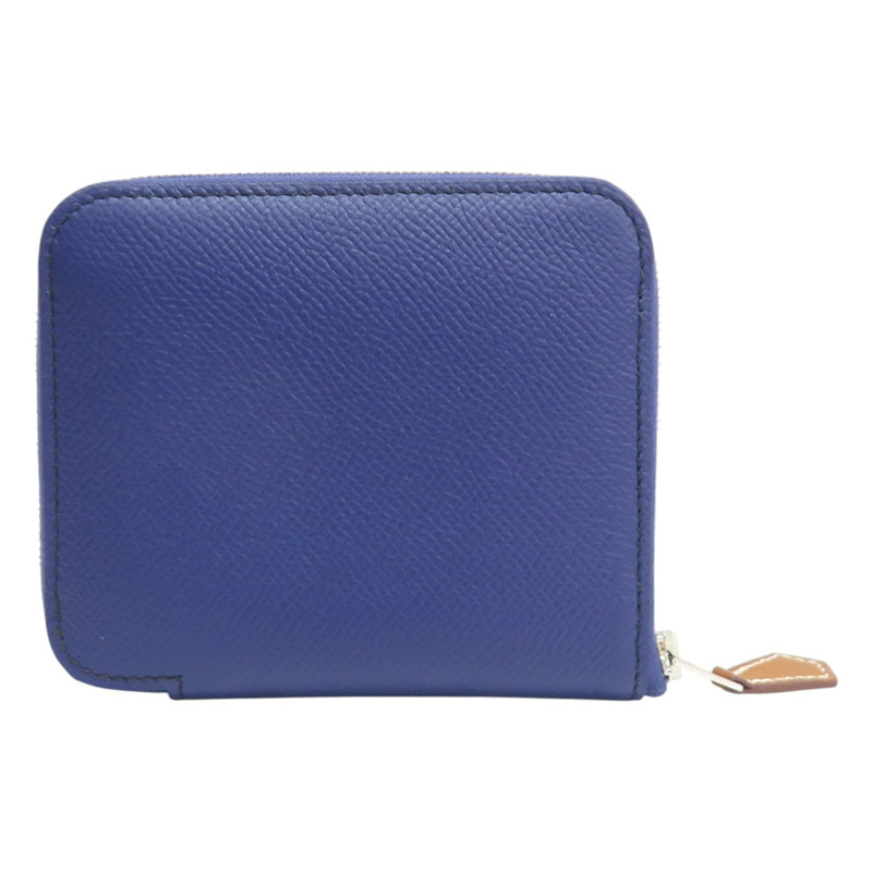 藍色 Epsom牛皮 Silk'in Compact 短夾 D刻【HERMES 愛馬仕】 D SI 003 DB-0