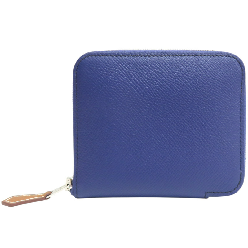 藍色 Epsom牛皮 Silk'in Compact 短夾 D刻【HERMES 愛馬仕】 D SI 003 DB-1