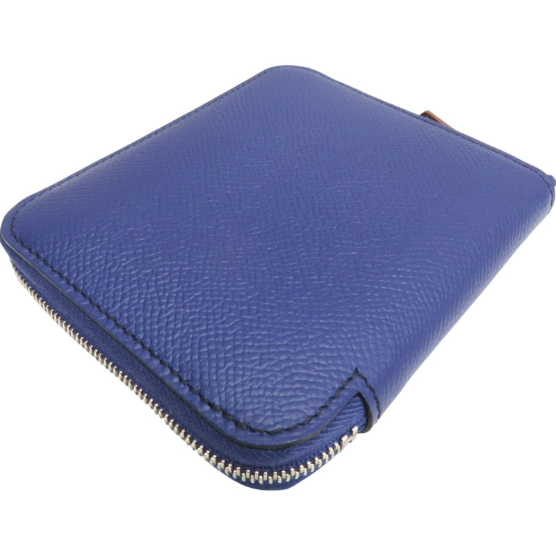 藍色 Epsom牛皮 Silk'in Compact 短夾 D刻【HERMES 愛馬仕】 D SI 003 DB-2