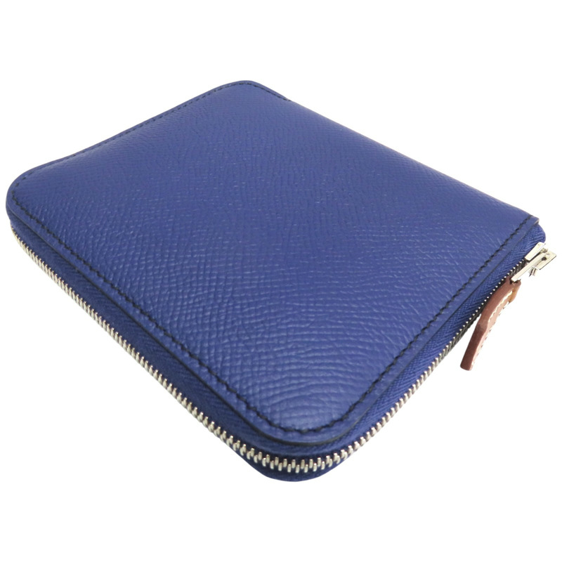 藍色 Epsom牛皮 Silk'in Compact 短夾 D刻【HERMES 愛馬仕】 D SI 003 DB-3