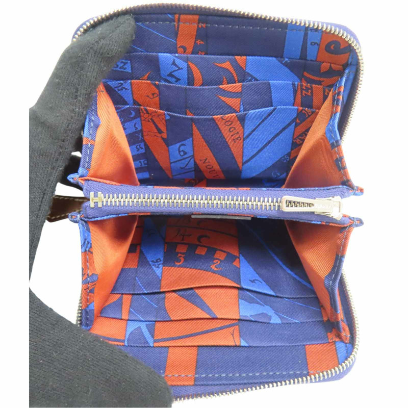 藍色 Epsom牛皮 Silk'in Compact 短夾 D刻【HERMES 愛馬仕】 D SI 003 DB-4