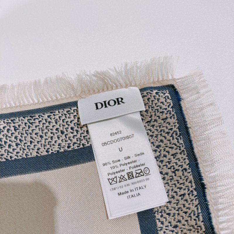 TW4556	Dior 迪奧 經典logo 真絲 方巾 Oblique Diortwin Square Scarf 70 x 70cm Blue Silk-6