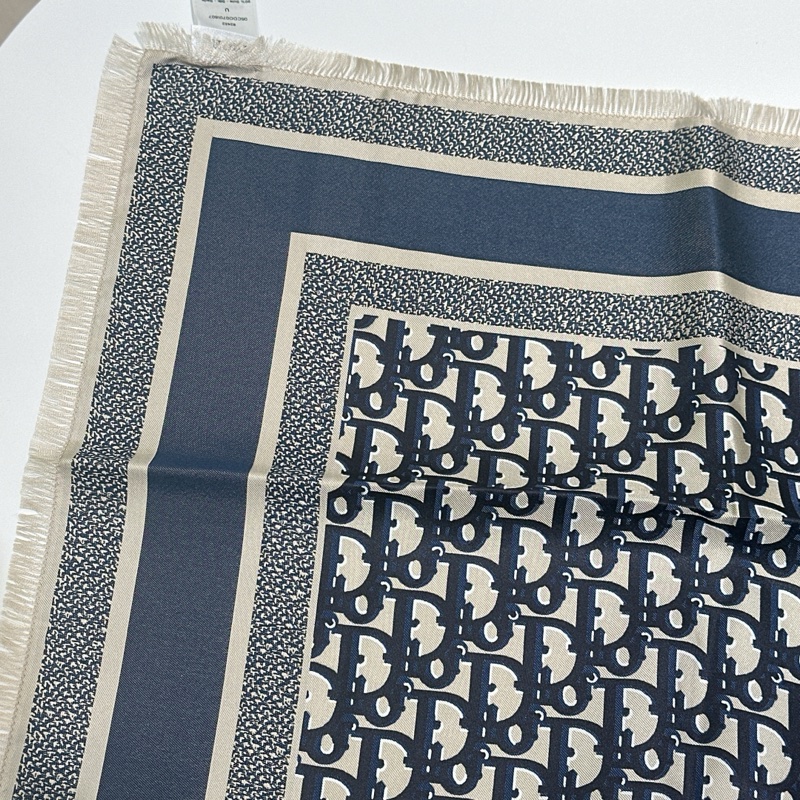 TW4556 Dior 迪奧 經典logo 真絲 方巾 Oblique Diortwin Square Scarf 70 x 70cm Blue Silk-8