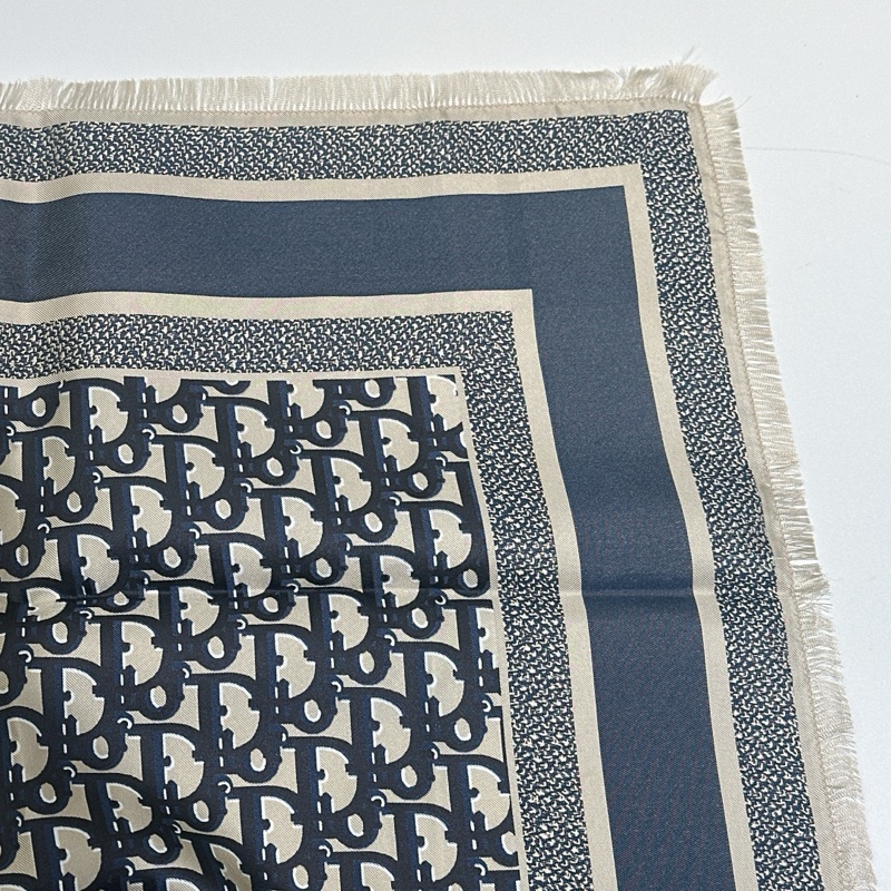 TW4556 Dior 迪奧 經典logo 真絲 方巾 Oblique Diortwin Square Scarf 70 x 70cm Blue Silk-9