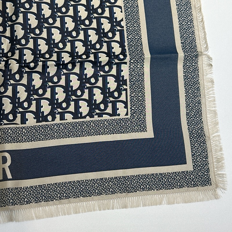 TW4556 Dior 迪奧 經典logo 真絲 方巾 Oblique Diortwin Square Scarf 70 x 70cm Blue Silk-10