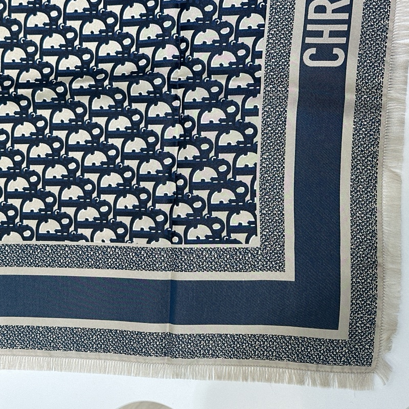 TW4556 Dior 迪奧 經典logo 真絲 方巾 Oblique Diortwin Square Scarf 70 x 70cm Blue Silk-11