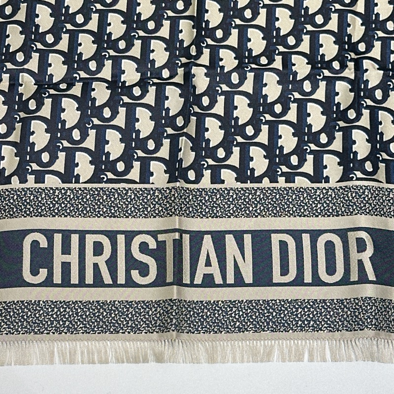 TW4556 Dior 迪奧 經典logo 真絲 方巾 Oblique Diortwin Square Scarf 70 x 70cm Blue Silk-12