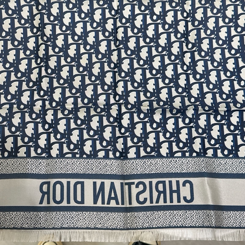 TW4556 Dior 迪奧 經典logo 真絲 方巾 Oblique Diortwin Square Scarf 70 x 70cm Blue Silk-18