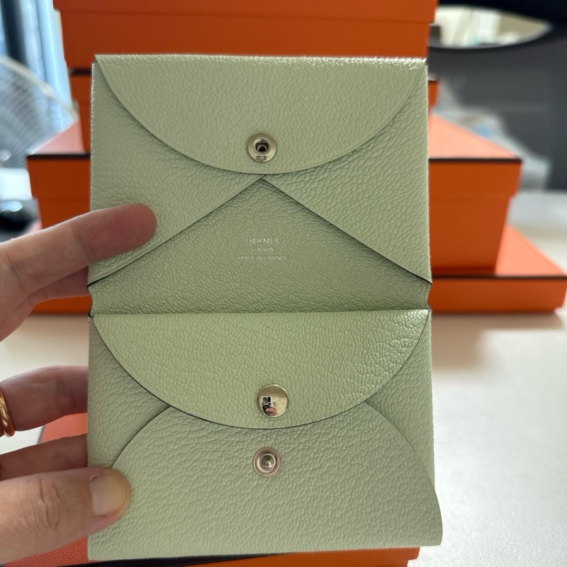 Hermes calv duo 氣泡綠錢包-2