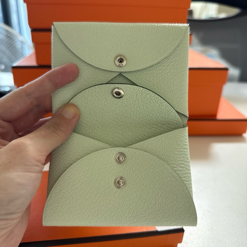 Hermes calv duo 氣泡綠錢包-3