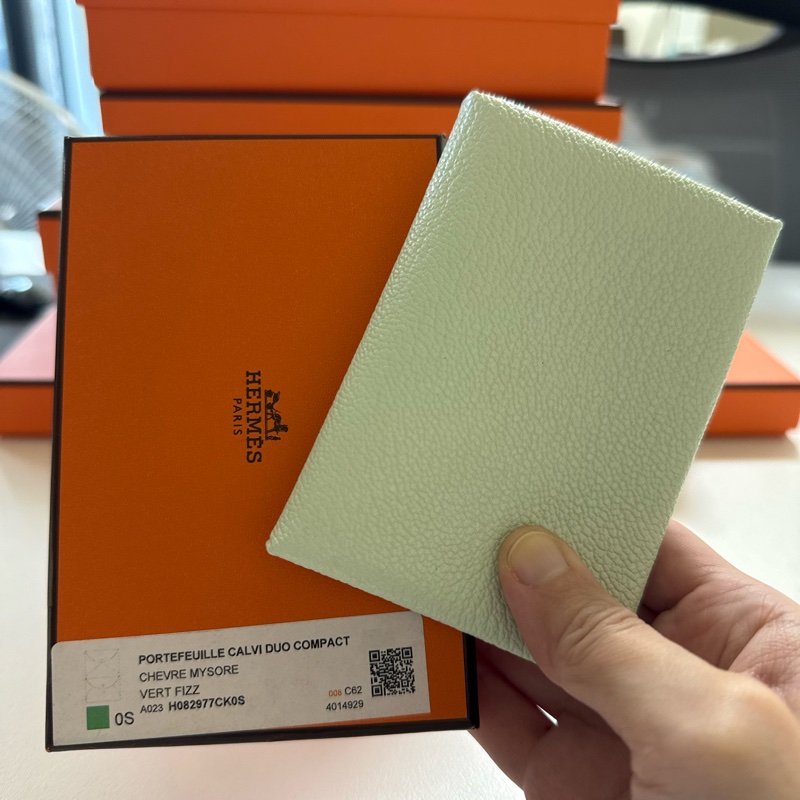 Hermes calv duo 氣泡綠錢包-13