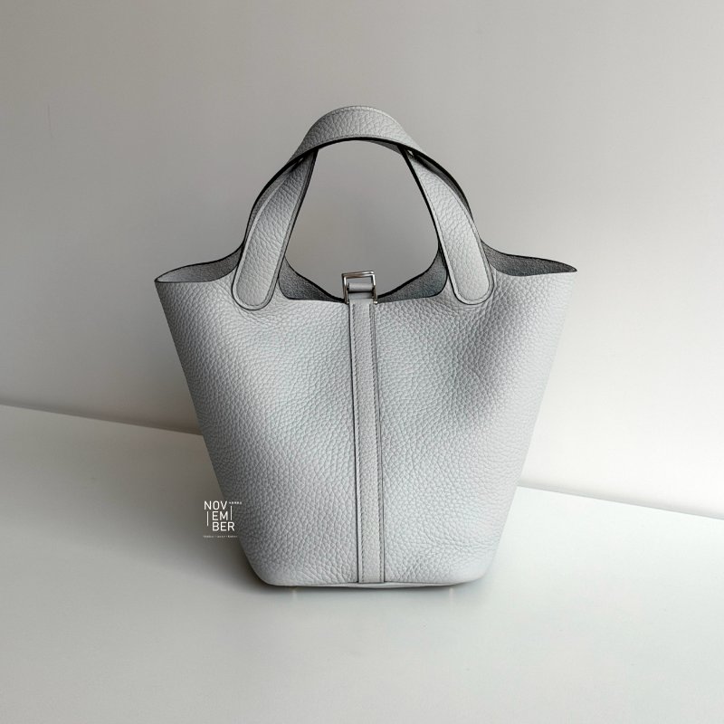 閒置新✨ Hermès 愛馬仕 Picotin18 聖杯藍銀釦-5