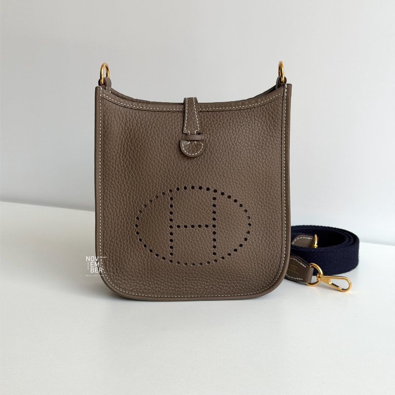 閒置新✨ 全配有購證🙌🏻 Hermès 愛馬仕 Evelyne Mini 大象灰金釦-0