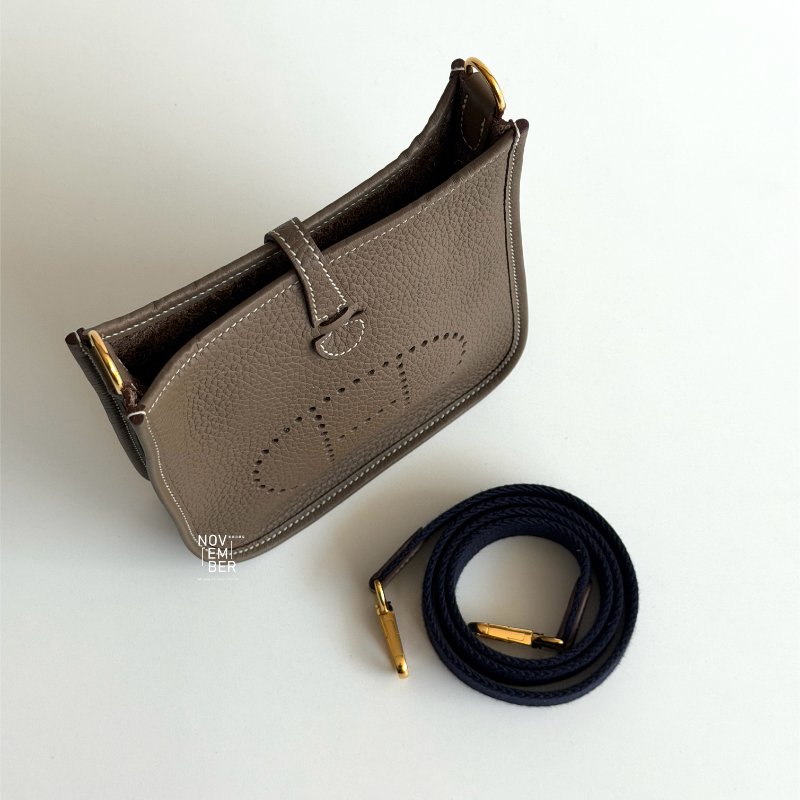 閒置新✨ 全配有購證🙌🏻 Hermès 愛馬仕 Evelyne Mini 大象灰金釦-3