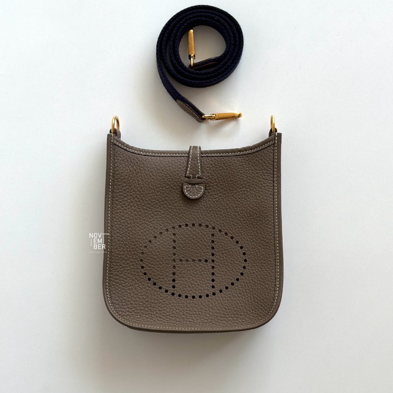 閒置新✨ 全配有購證🙌🏻 Hermès 愛馬仕 Evelyne Mini 大象灰金釦-5