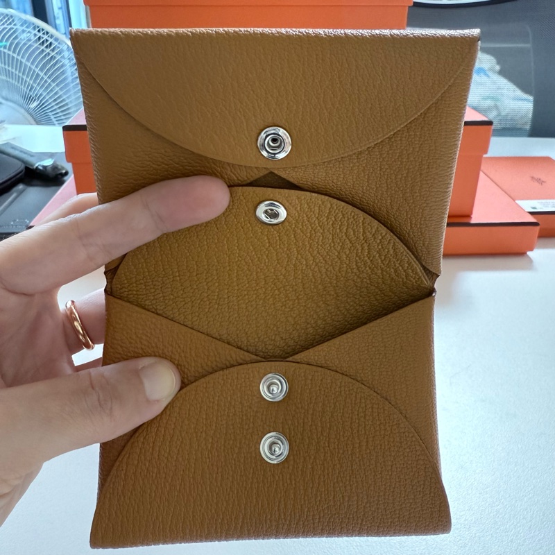 Hermes Calvin duo 摩卡色錢包-9