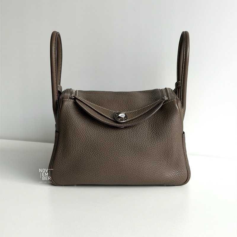 99新🆕 Hermès 愛馬仕 Lindy26大象灰銀釦-0