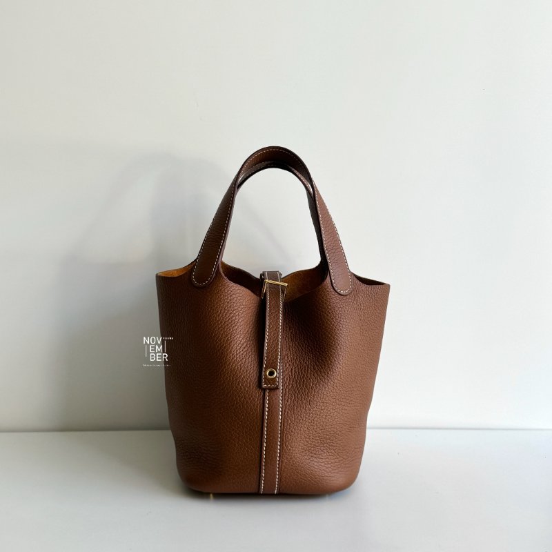 99新🆕 Hermès 愛馬仕 Picotin18 金棕金釦-0