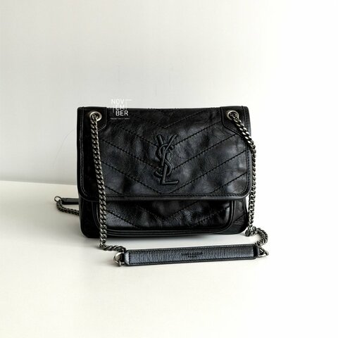 99新🆕 Saint Laurent YSL 聖羅蘭 Nikki Baby 黑色銀鏈
