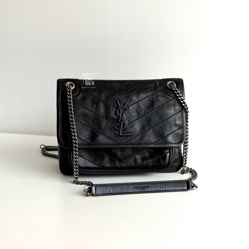 99新🆕 Saint Laurent YSL 聖羅蘭 Nikki Baby 黑色銀鏈-0